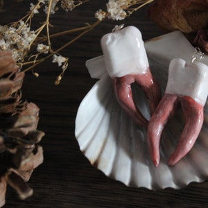 Handmade polymer clay tooth earrings