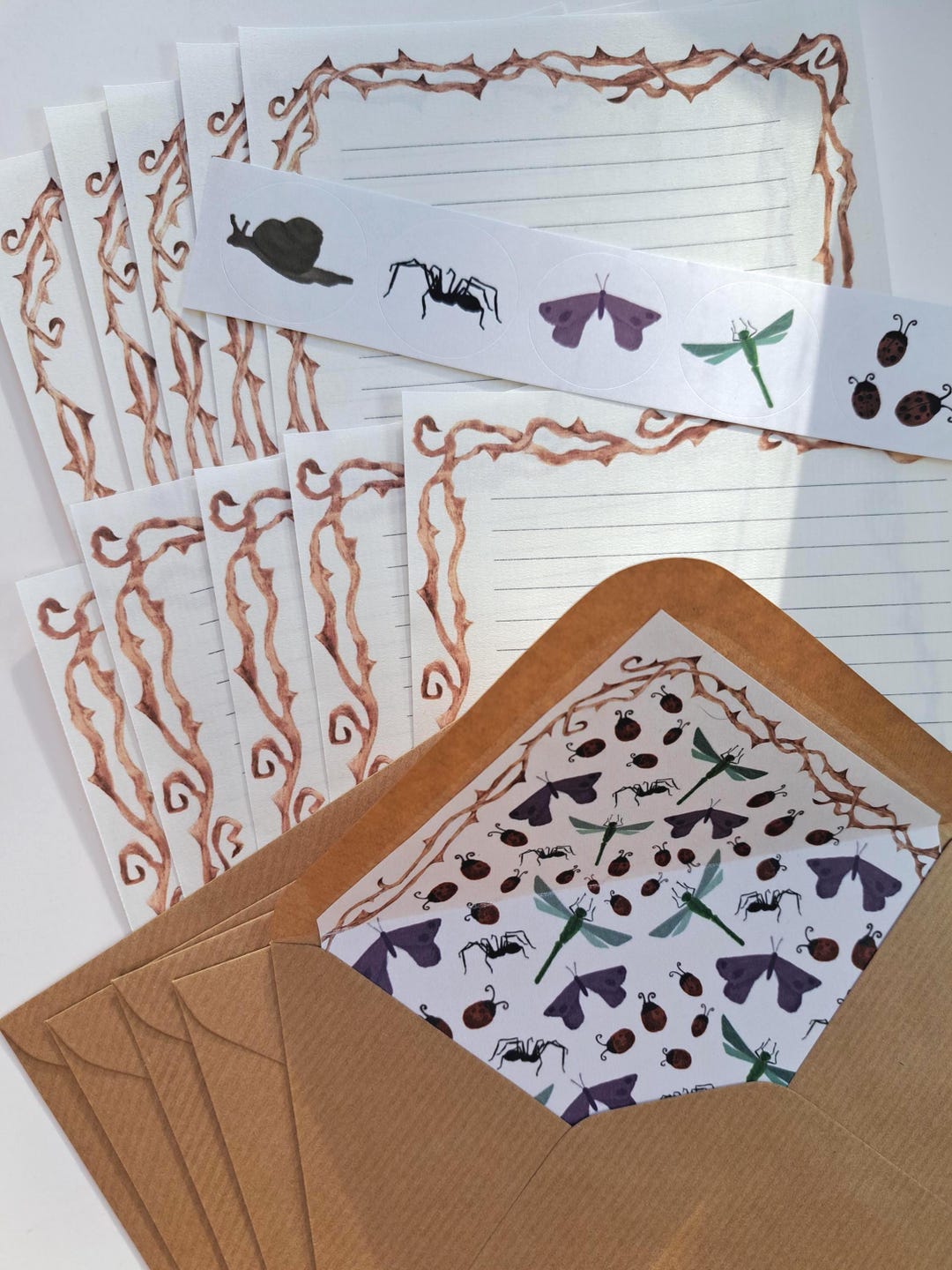 Stick Insect Writing Paper Woodland Garden Bugs & Insects Writing Set - Letter Writing, Stationery ...