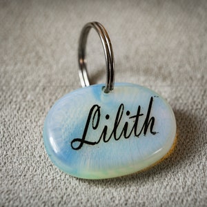 LARGE Opalite Pet ID Tags| Custom Engraved Healing Stone