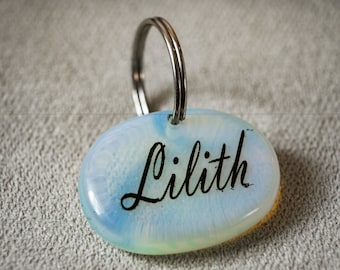 LARGE Opalite Pet ID Tags| Custom Engraved Healing Stone