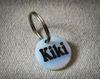 SMALL Opalite Pet ID Tag | Custom Engraved Healing Stone