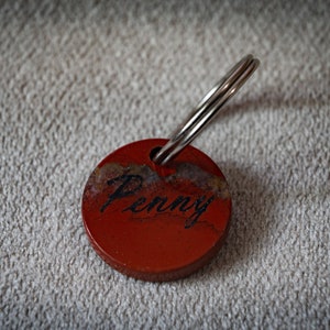 SMALL Red Jasper Pet ID Tag | Custom Engraved Healing Stone