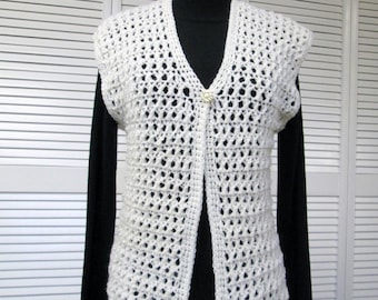 Crochet Wool Blend Button Vest