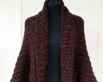 Oversized Boucle Wool Crochet Cocoon Wrap Jacket