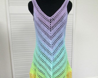 Crochet Summer Beach Fringed Cover-up Dress