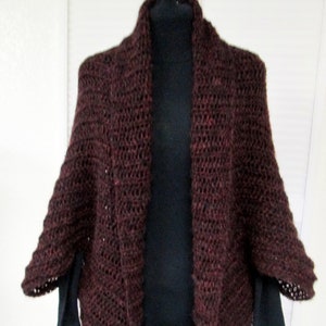 Oversized Boucle Wool Crochet Cocoon Wrap Jacket