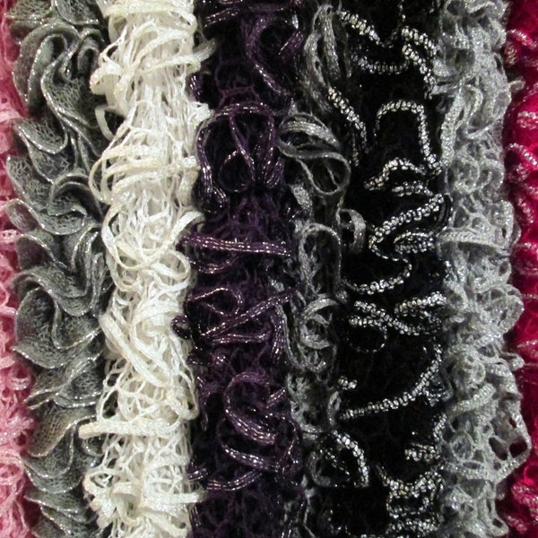 Silver Trim Ruffle Scarf Boa