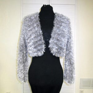 Metallic Dazzle Faux Fur Eyelash Bolero Shrug Jacket