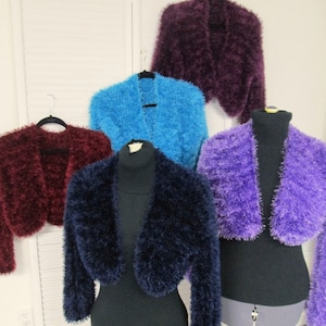 Jeweltone Faux Fur Colors Eyelash Bolero Shrug Jacket