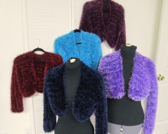 Jeweltone Faux Fur Colors Eyelash Bolero Shrug Jacket