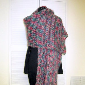 Rainbow Ripple Handknit Mohair Lace Shawl/Wrap