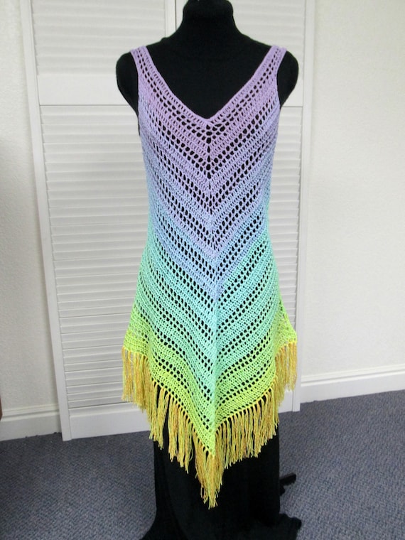 Crochet Summer Beach Fringed Cover-up Dress