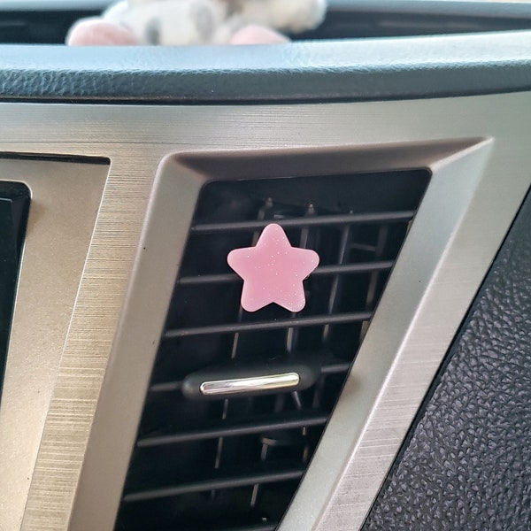 Pastel Pink Chubby Star Vent Clips, Pastel Pink Vent Clips, Kawaii Vent Clips, Pastel Pink Car Accessories, Kawaii Car Accessories