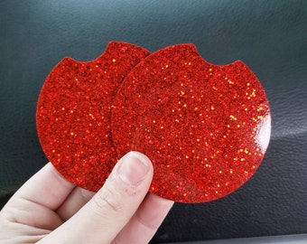 Red Holographic Car Coaster Set, Red Car Accessories, Red Car Coasters, Red JDM Car Accessories, Red Truck Accessories, Red Car Interior