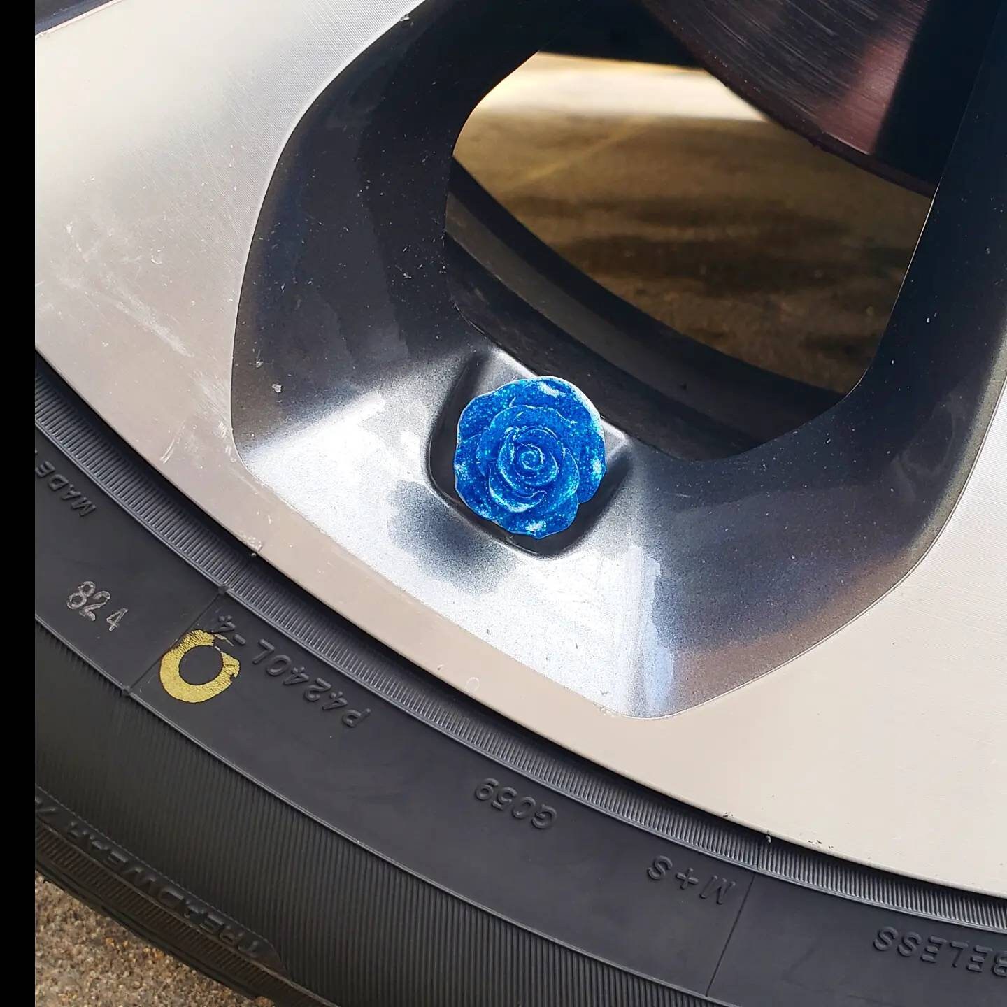 Blue Rose Valve Stem Caps Flower Valve Stem Blue JDM Car Etsy