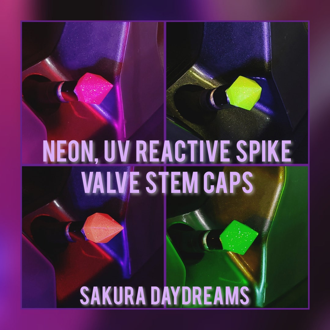 Neon UV Reactive Spike Valve Stem Caps, JDM Valve Stem Caps, Neon Valve