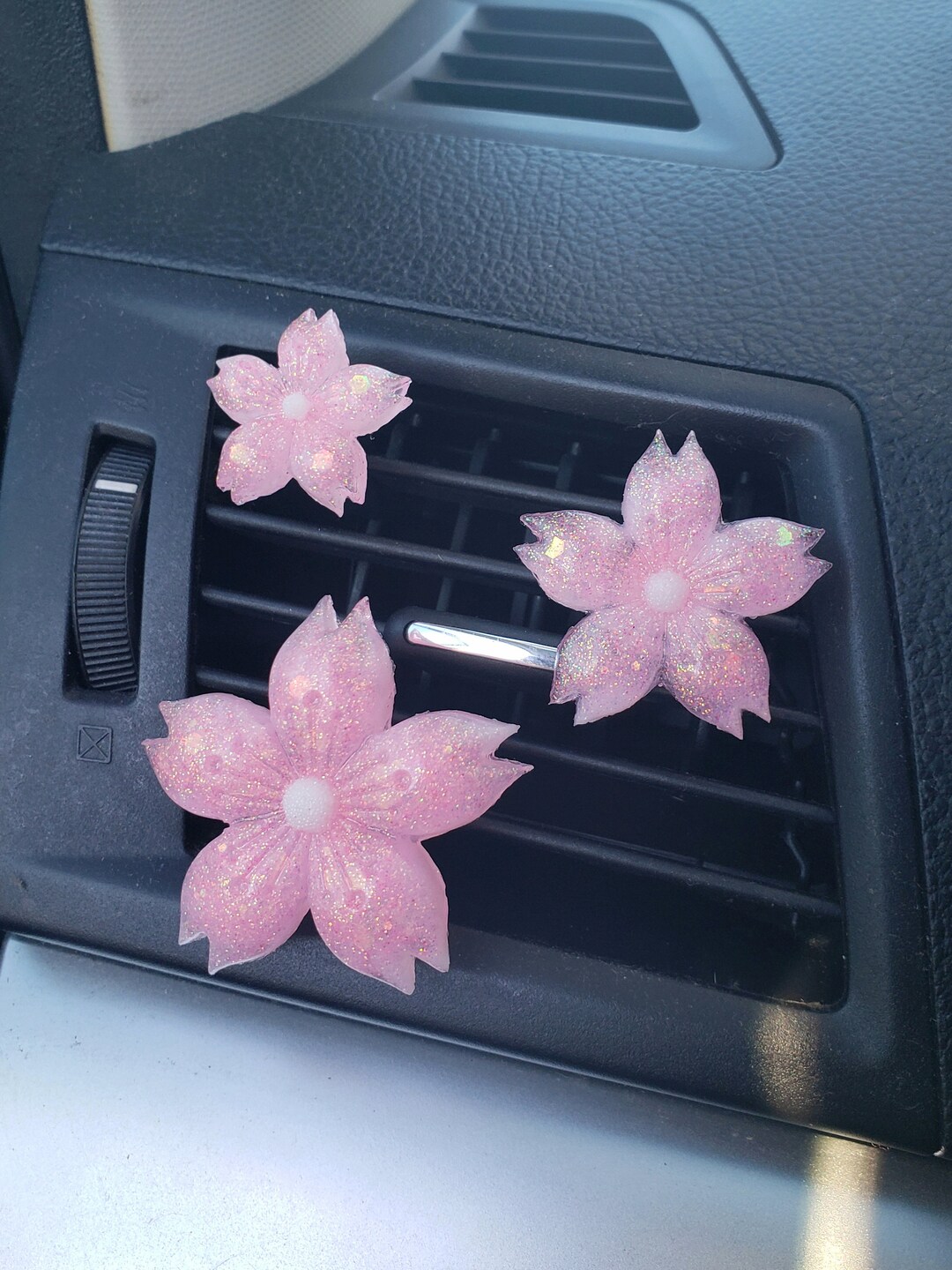 Pink Marbled Sakura Vent Clip Set, Pink Cherry Blossom Vent Clip, Pink
