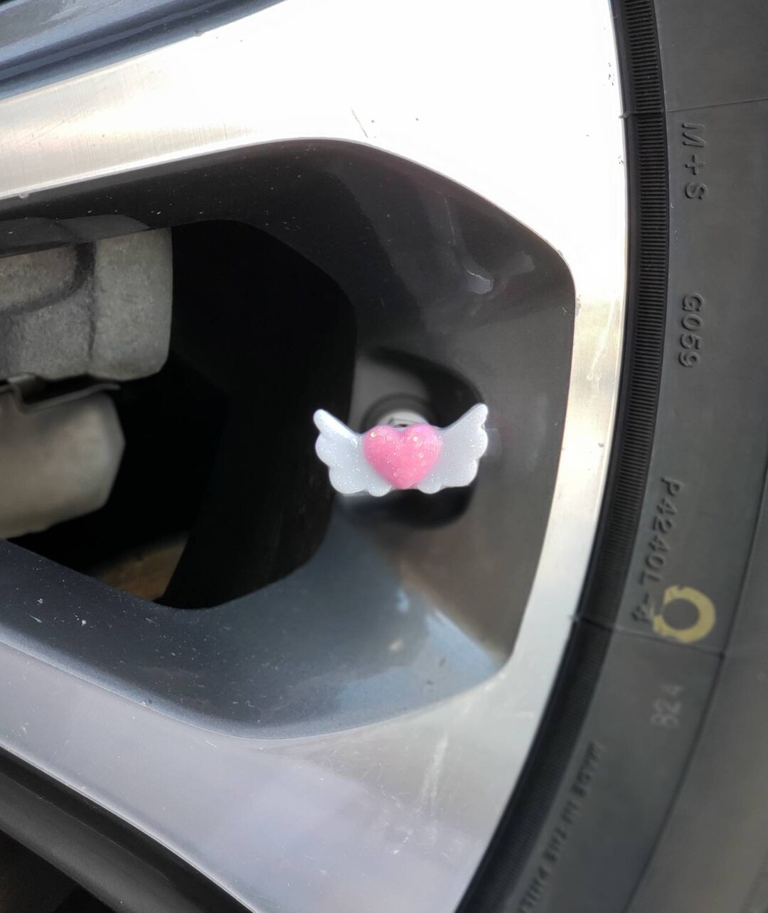 Pink Heart Valve Stem Caps, Pink Valve Stem Caps, Kawaii Car Parts