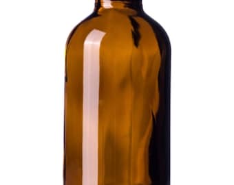 4 oz Amber Glass Boston Round Bottle (22-400 Neck Finish)
