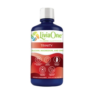 LiviaOne™ &quot;The Active Liquid Minerals&quot; Trinity - Cal/Mag/Zinc - Strawberry Flavored - 32 ounces of Calcium Magnesium Zinc Supplement
