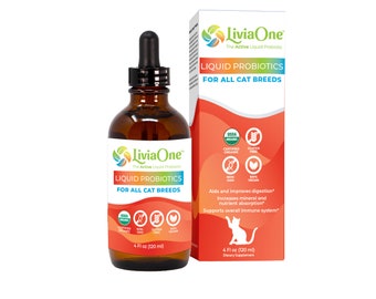 LiviaOne™ Liquid Probiotics for All Cat Breeds - USDA Certified Organic Probiotics for kittens and adult Cats