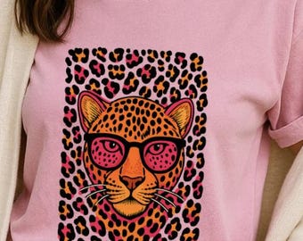 Rosa Leopardenhemd, Leopard Schleifenhemd, Sommerhemd, Kokettenhemd, Dschungelhemd, Leopardenhemd