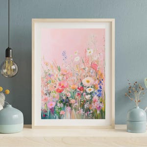 Soft Wildflower Design, Pink Wall Art , Botanical Wall Art, Floral Home ...