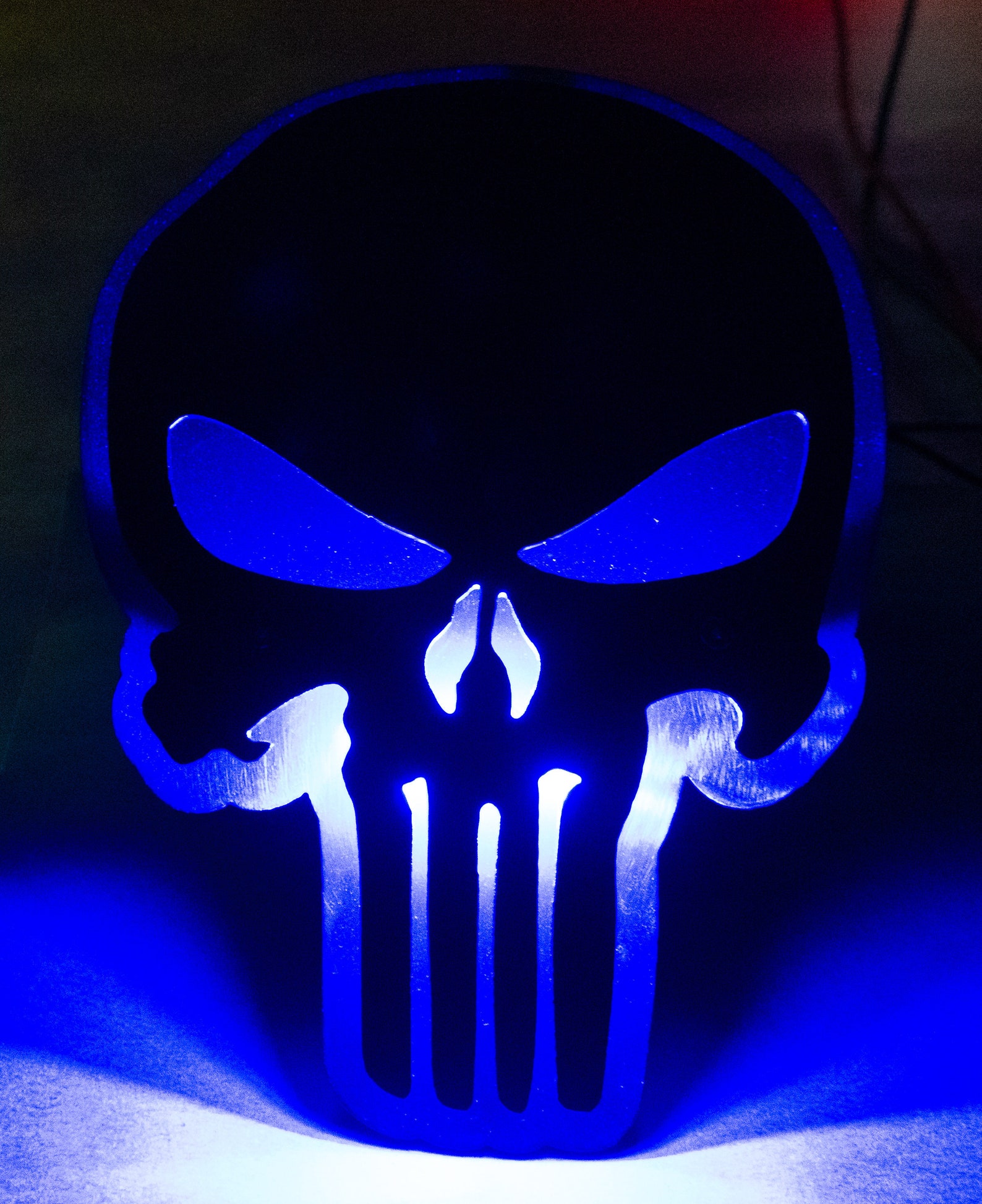 Punisher Trailer Hitch Cover - Black With Blue Line - 2 Inch Receiver - View #5
