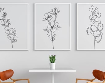 Flower Line Drawing Etsy Flower Line Drawing Etsy