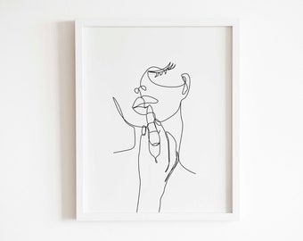 Woman Face Line Art Etsy