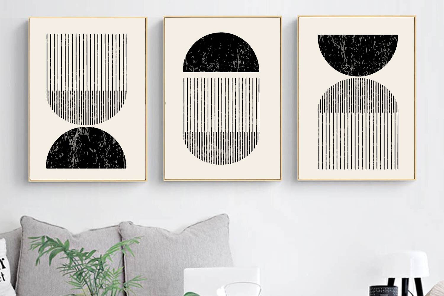 Mid Century Modern Geometric Print Set of 3 Abstract Art Mid | Etsy