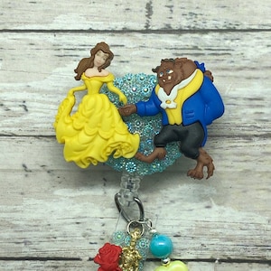 Beauty and the beast name badge holder/badge reel