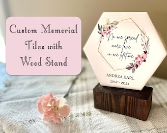 Personalized Memorial Tile to Honor a Deceased Loved One | Custom Made, Wood Stand Included