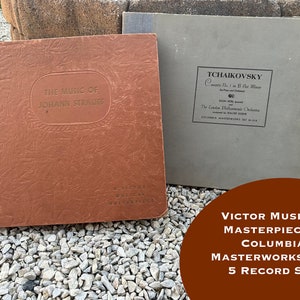 Vintage Victor Musical Masterpiece 5 Album Set | Music of Johann Strauss | Tchaikovsky Concerto in B Flat Minor | 78 RPM Shellac