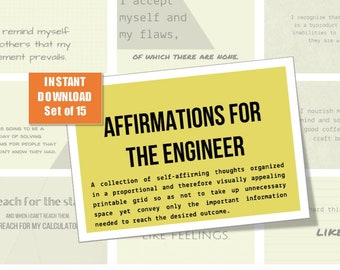 Funny Engineer Affirmations: Sarcastic Printable Cards (Set of 15)