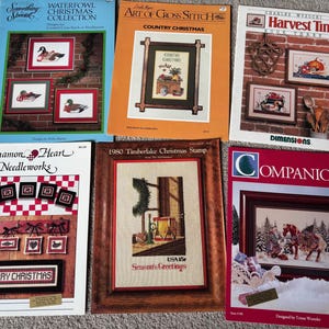 Vintage Christmas Cross Stitch Patterns | 1980 Christmas Stamp Pattern | Autumn Harvest Cross Stitch