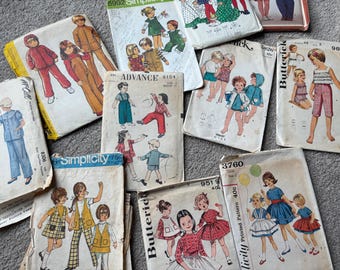 Vintage Toddler Sewing Patterns |Child Size 1, 2, 3 | 1950&#39;s Advance, McCall, Butterick |Girls Pinafore Pattern, Apron Dress, Jacket, Romper