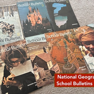 Vintage National Geographic School Bulletins | 1973 Collection featuring Florida, Bermuda, Bavaria, Haiti, Ghost Towns and Huskies