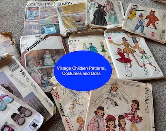 Vintage Sewing Patterns and Halloween Costumes | Cheerleader, Figure Skating | Infant Layette, Doll Wardrobe for Dollikin and Toni