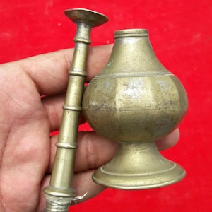 Vintage Brass Perfume Rose Water Sprinkler|Old Brass Perfume Bottle Essence Holder|Brass Gulabdani|Unique Indian Home Decor Collectible