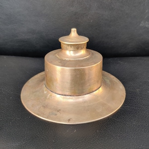 Vintage Brass Ink Pot | Collectible Stationary Accessories | Table / Desk Decor | Home Decor | Brass Ink Well