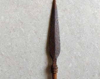 19c Antique Original Old Iron Spear Head | War Collectible |  Authentic | Hunting Spear | Decorative Collectible | No Reproduction | SP122