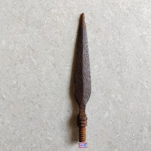 19c Antique Original Old Iron Spear Head | War Collectible |  Authentic | Hunting Spear | Decorative Collectible | No Reproduction | SP122