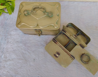 Antique White Brass Betel Nut Box | Multi-Compartment Paan-Daan Box | Table Decor Multi Compartment Box | Betel Paan Supari Brass Box Decor
