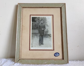 Vintage Rich Man's Son (Indian Seth's Son) Black and White Well Framed Photograph | Vintage Indian Boy Black and White Vintage Photograph