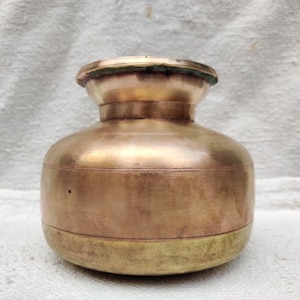 Antique Brass Water Pot/Solid, Sturdy & Hand Hammered Rare Lota/Kitchenware Utensil/Holy Brass Pot/Antique Brass Kitchenware Collectible