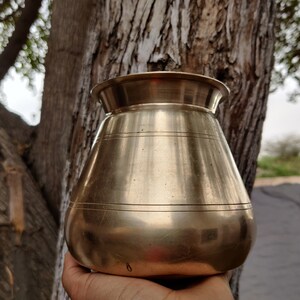 Antique Brass Water Pot/Solid & Sturdy Lota/Kitchenware Utensil/Holy Brass Pot/Vintage Water Pot/Antique Brass Kitchenware Collectible