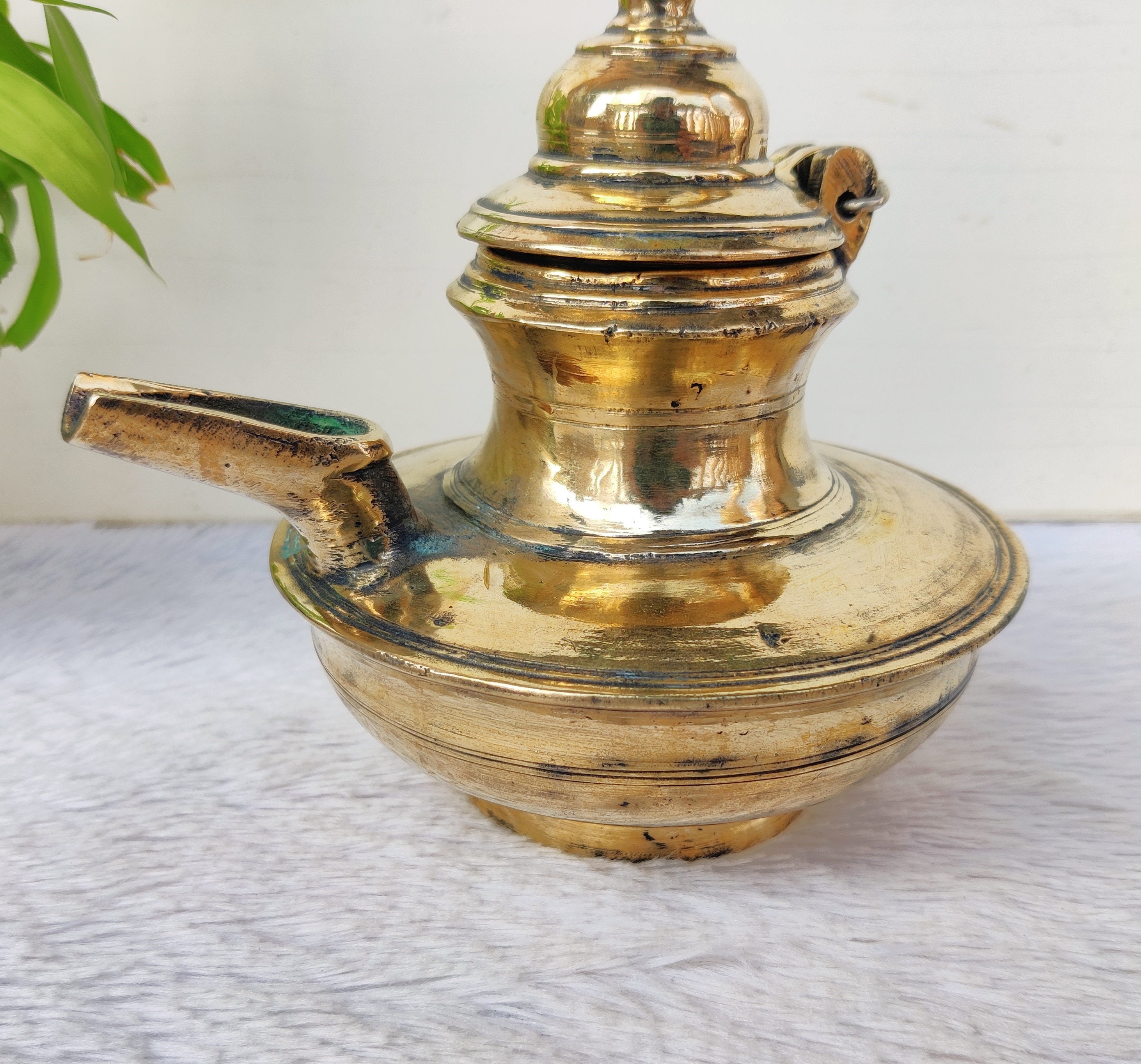 Solid Ghee Antique Rare Brass Solid Ghee Pot | Vintage Unique Shaped Indian Oil ...