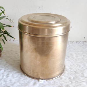 Vintage Brass Storage Container | Snacks Canister | Grain Box | Brass Box Kitchenware Collectible | Indian Antique | Kitchen Vessel ME313