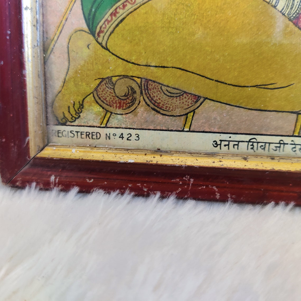 Lithographie Vintage Raja Ravi Varma - Uttara Rama Charitra, Inde Circa 1940, Rare, Bon état